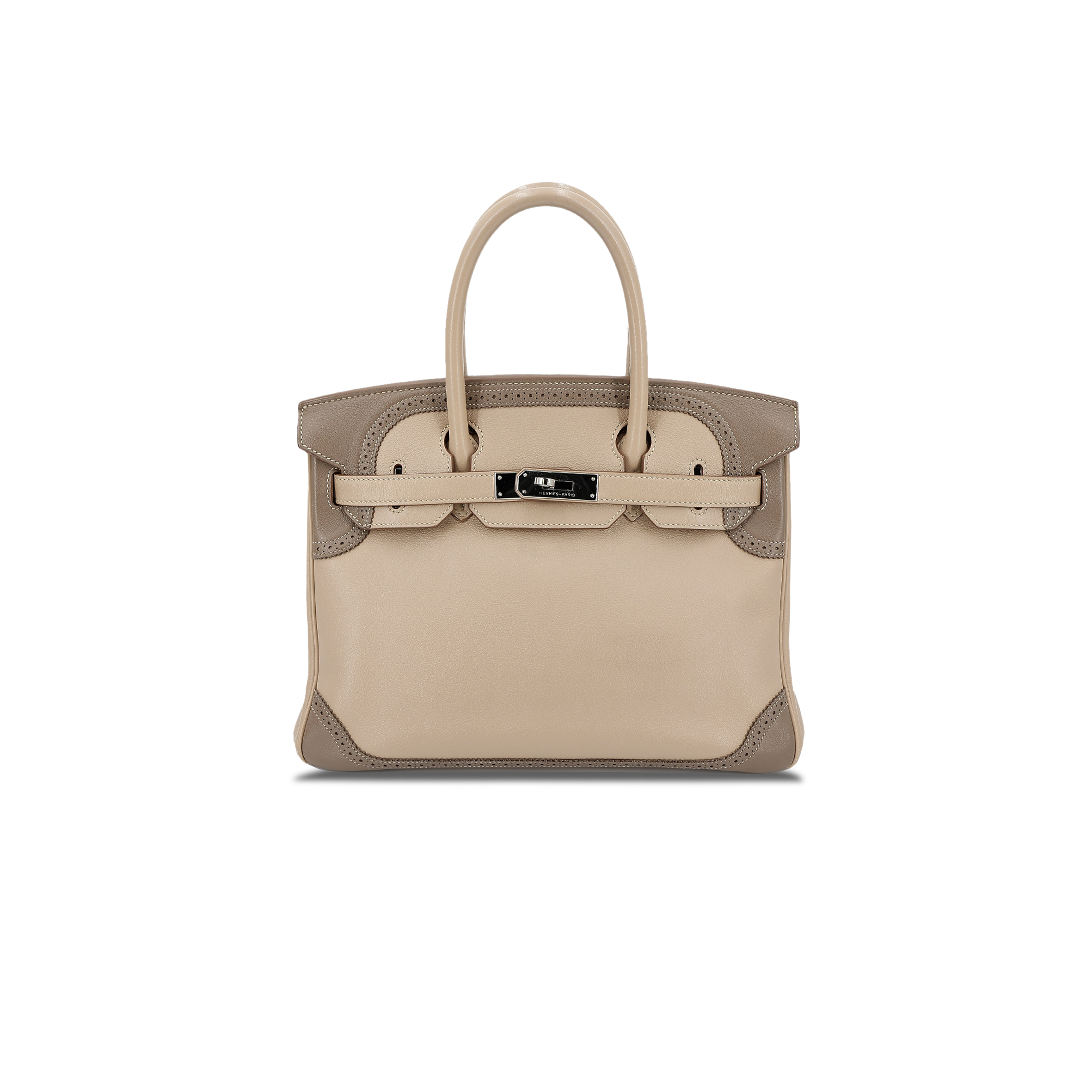 HERMÈS BIRKIN 30 SWIFT TRENCH COAT GREY AND ELEPHANT GREY SILVER BUCKLE 10021 (30*22*15cm)